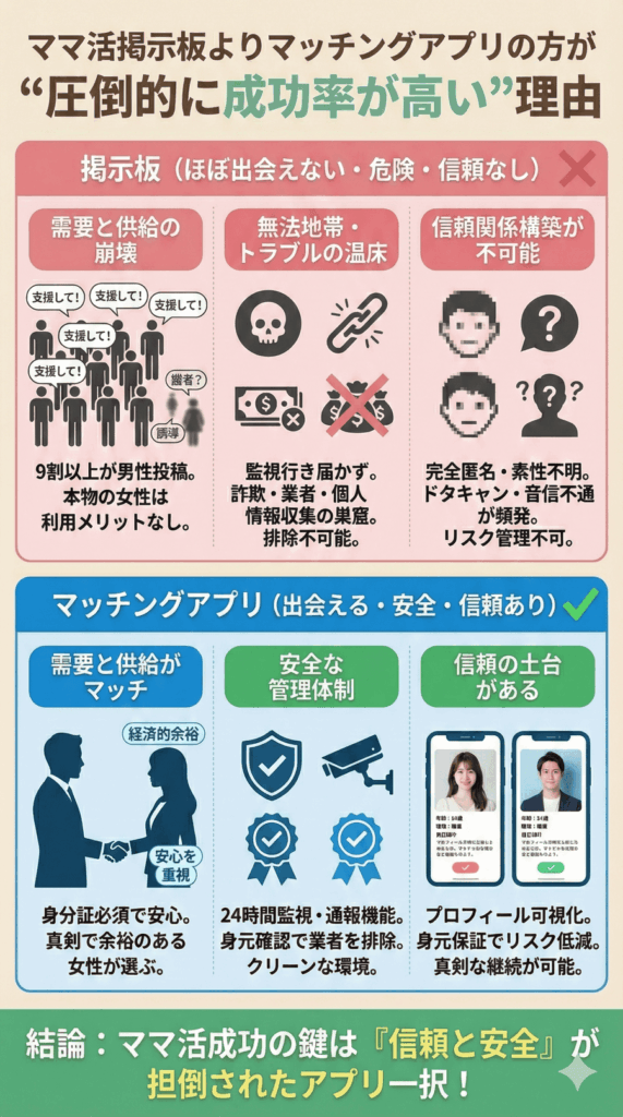ママ活掲示板よりマッチングアプリの方が“圧倒的に成功率が高い”
